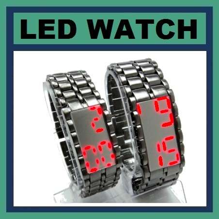 Red LED Mirror Digital Watch Lava Style