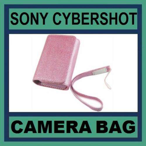 Pink PU Leather Camera Bag for Sony Digital Camera with Wrist Strap