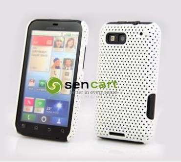 Mesh Hard Back Rubber Case for Motorolla Defy MB525 White