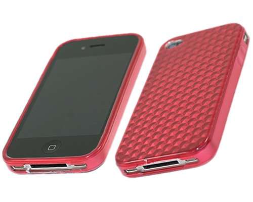 TPU Crystal Gel Case for Apple iPhone 4 Red