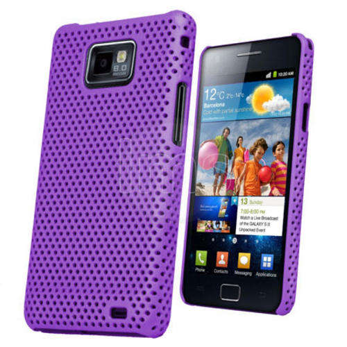 Mesh Hard Back Rubber Case for Samsung Galaxy S2 i9100 Purple
