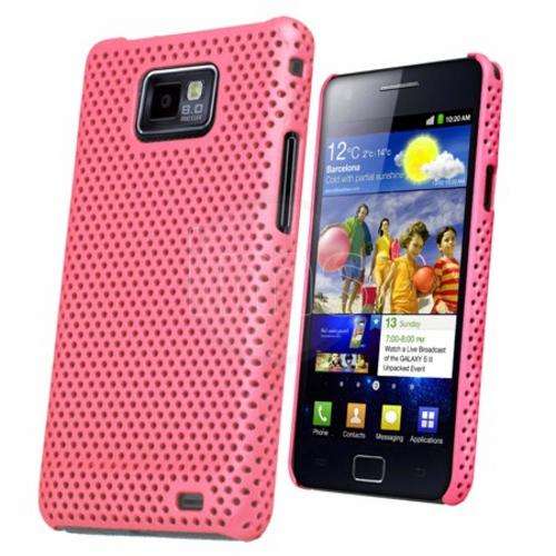 Mesh Hard Back Rubber Case for Samsung Galaxy S2 i9100 Baby Pink