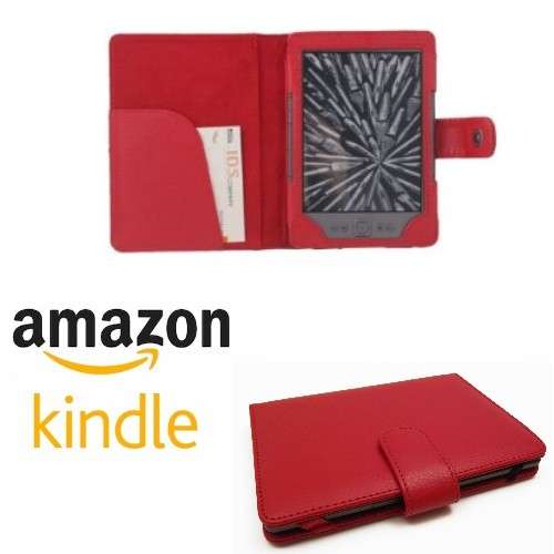 New Amazon Kindle 4 Red Flip Case Cover for Latest Kindle 4 + Free Screen Protector