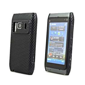 Mesh Hard Back Rubber Case for Nokia N8 (Black)