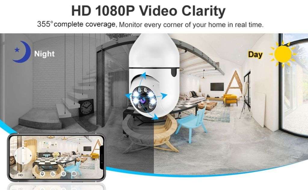 Wireless Home Smart Clip On Bulb Camera With Bulb Holder