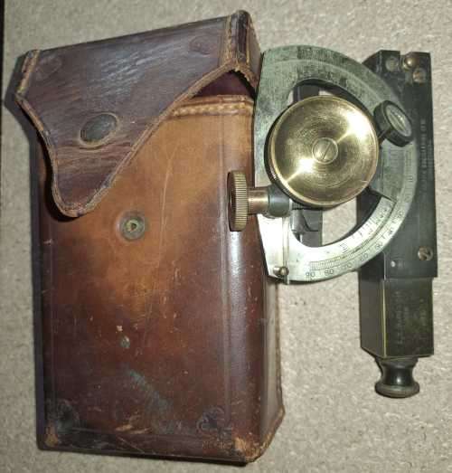 Antique Inclinometer with leather case.