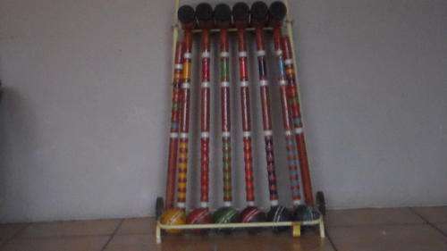 6 Player Vintage Croquet Set with steel stand