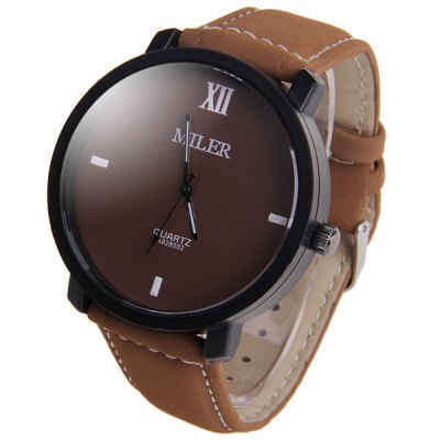 Miler A828502 Contracted Wristwatch Nubuck Leather Strap Male Quartz Watch  -  BROWN