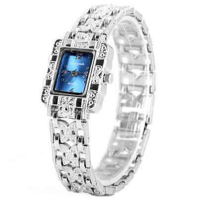 Chaoyada Fashional Ladys Quartz Chain Watch with Steel Watchband Rectangle Dial  -  BLUE