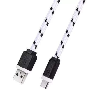 3M Micro USB Flat Braided Charger Cable  -  WHITE