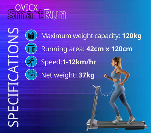 OVICX Smartrun Portable Walking Jogging Running Treadmill Foldable Ultra-thin with Bluetooth Zwift