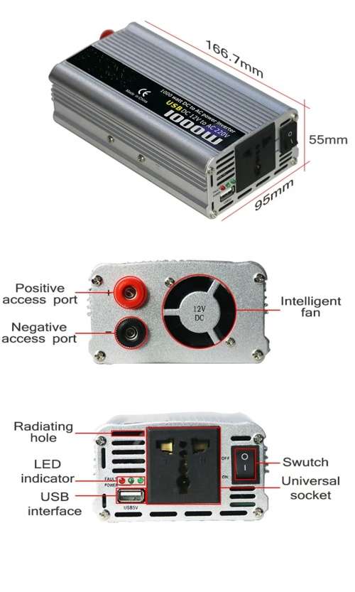 Inverter 1000W Car Battery Converter