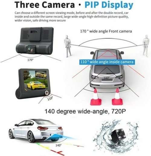 3 Cameras Dash Recorder 1080P