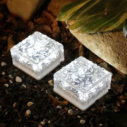 Solar Powered Ice Bricks White Light 2pcs