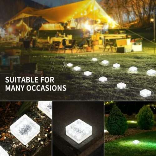 Solar Powered Ice Bricks White Light 2pcs
