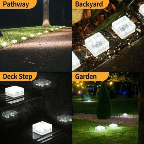 Solar Powered Ice Bricks White Light 2pcs