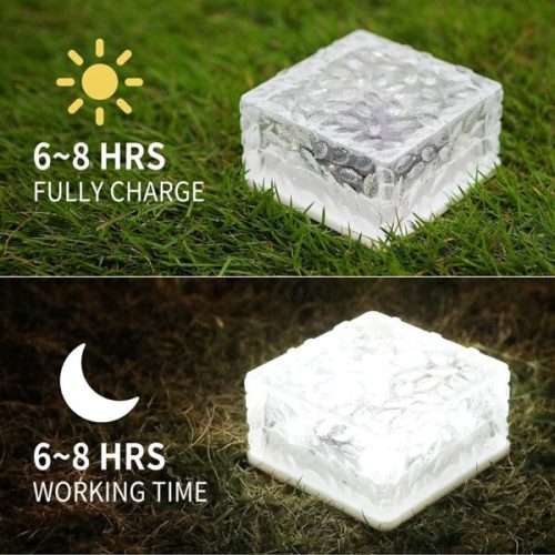 Solar Powered Ice Bricks White Light 2pcs
