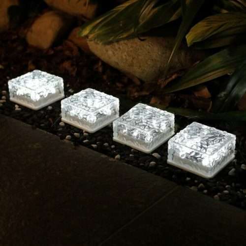 Solar Powered Ice Bricks White Light 2pcs