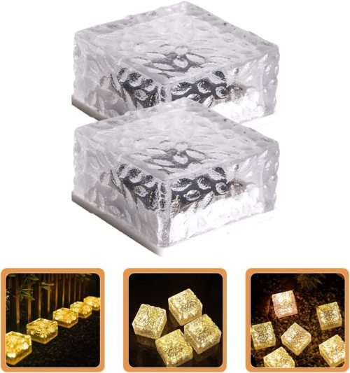 Solar Powered Ice Bricks Warm White 2pcs