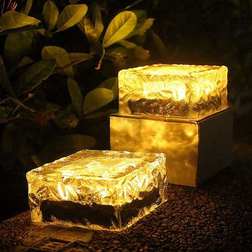 Solar Powered Ice Bricks Warm White 2pcs
