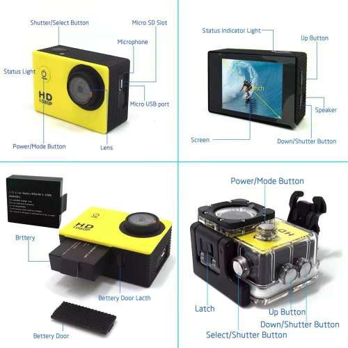 Mini HD Sports Waterproof Camera Diving Cycling Off Road