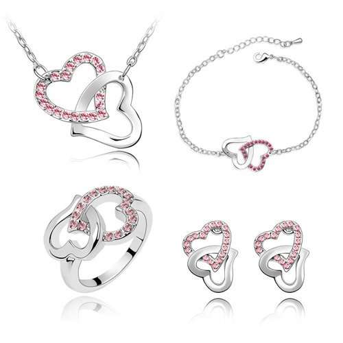 *Mothers Day Gift* Crystal Set Jewelry Earrings+Necklace+Bracelet+Ring With Swarovski Elements