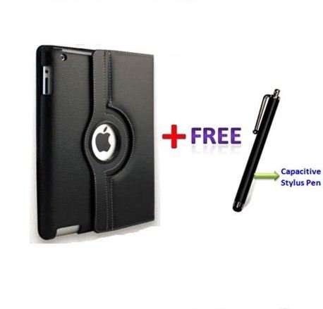 Leather 360 Degree Rotating Stand Case Cover for iPad 2/3/4 + Free Stylus & Screen Protector**