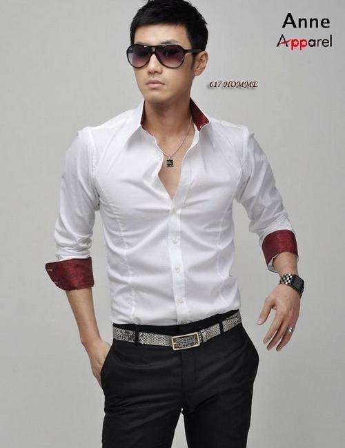 New Men Slim Fit Silk Sleeve&Collar Stylish Shirts