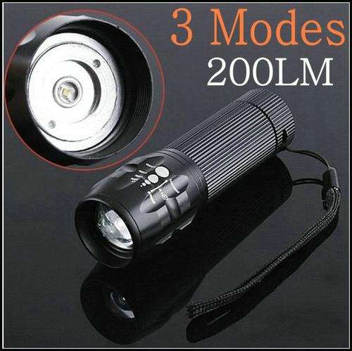 3 Modes Low High and SOS CREE LED Zoomable 200 Lumen LED Flashlight Torch Waterproof Mini LED