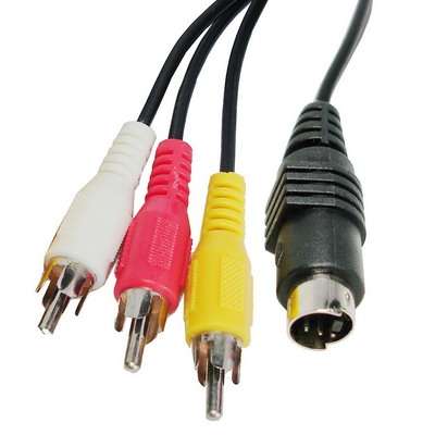 4 Pin S-Video to 3 RCA AV TV Male Cable Converter Adapter, Length: 1.5M