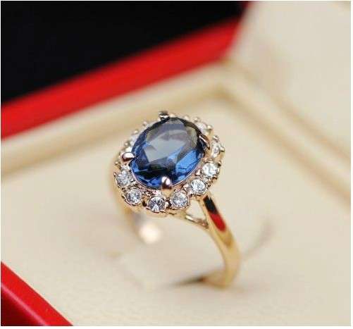 Blue Crystal 18K Gold Plated Ring Jewelry Made with Genuine SWAROVSKI ELEMENTS