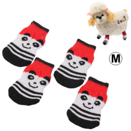 Cute Panda Pattern Cotton Non-slip Pet Socks,Size: M
