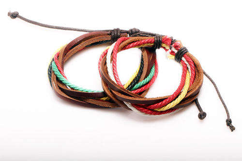 Woven Wrap Multilayer Real Cow Leather Colorful Bracelet for Men and Women (2 pieces)
