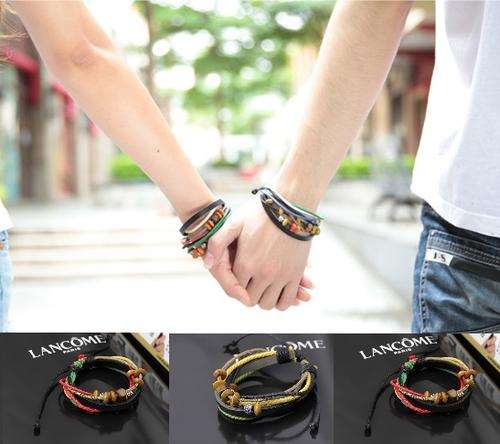 Genuine Leather Bracelet Jewelry with Multilayer Colourful Rope for Men & Women (3 pieces)