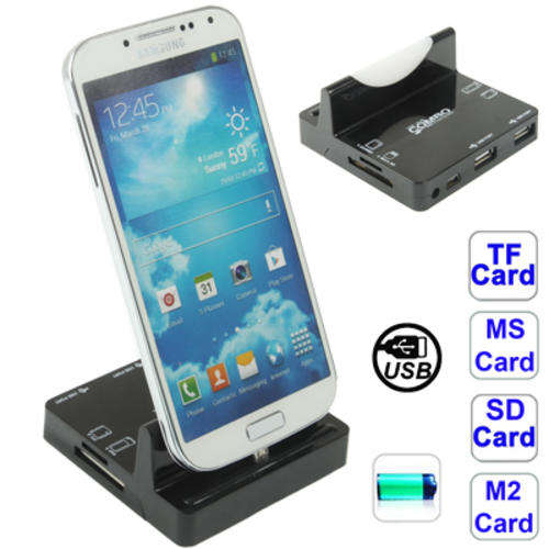 All in 1 Read Card + 2 Ports USB 2.0 HUB Dock Charger Adapter for Samsung Galaxy