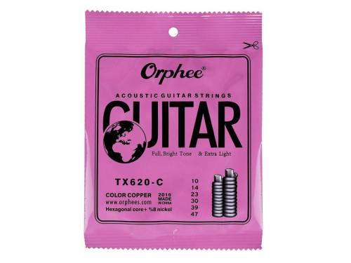 Orphee Acoustic Guitar Strings, Coloured, Extra Light  (Ships Immediately)