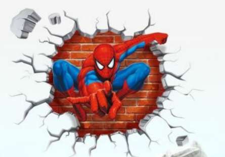3D Spider-Man Breaking through the Wall. - Wall Decal Sticker