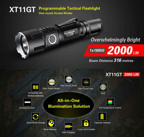 2000LM LED USB Portable Flashlight