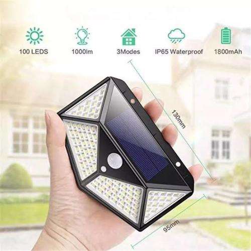 100 LED Solar Motion Sensor Wall Light With 3 Modes