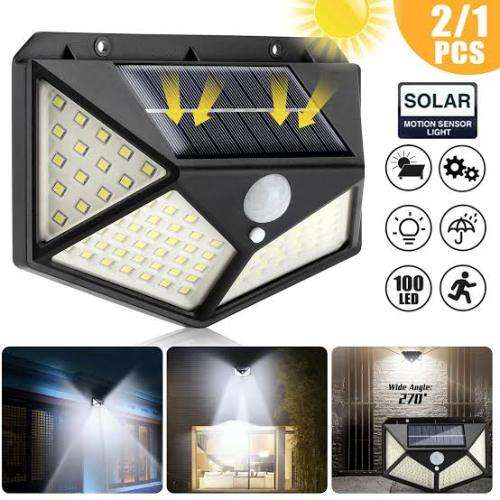 100 LED Solar Motion Sensor Wall Light With 3 Modes