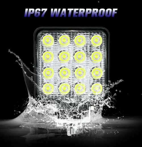 Square 48W LED Work Light 12V Off Road Flood Spot Light