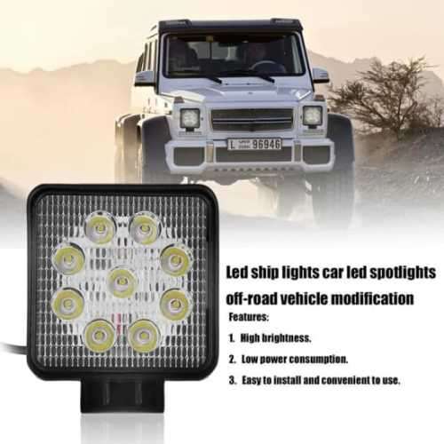 4` 27W Square Led Work Light Bar SUV Flood Beam Work Lamp