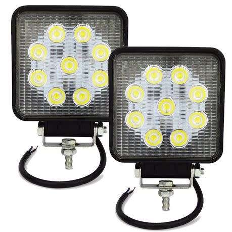 4` 27W Square Led Work Light Bar SUV Flood Beam Work Lamp