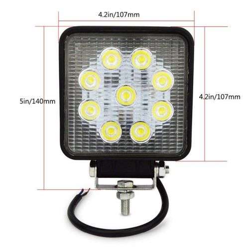 4` 27W Square Led Work Light Bar SUV Flood Beam Work Lamp