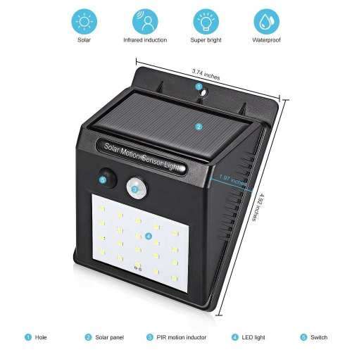 25 LED Solar Motion Sensor Wall Light