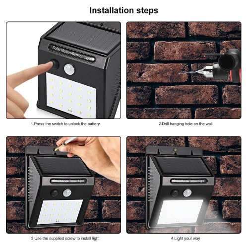 25 LED Solar Motion Sensor Wall Light