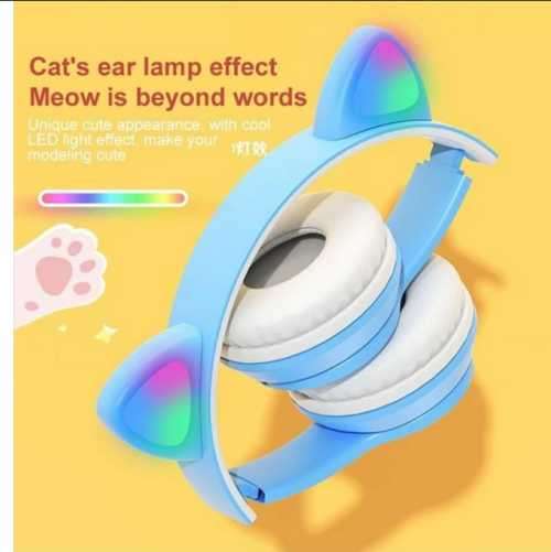 ANDOWL Wireless rechargeable headphones with LED cat ears Ash Grey/Cool Blue