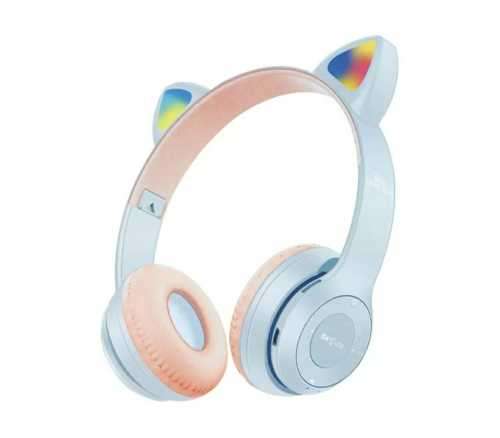 ANDOWL Wireless rechargeable headphones with LED cat ears Ash Grey/Cool Blue