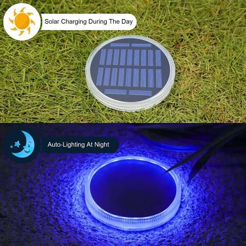 Solar Outdoor Buried Light 8 LED IP65 - Blue
