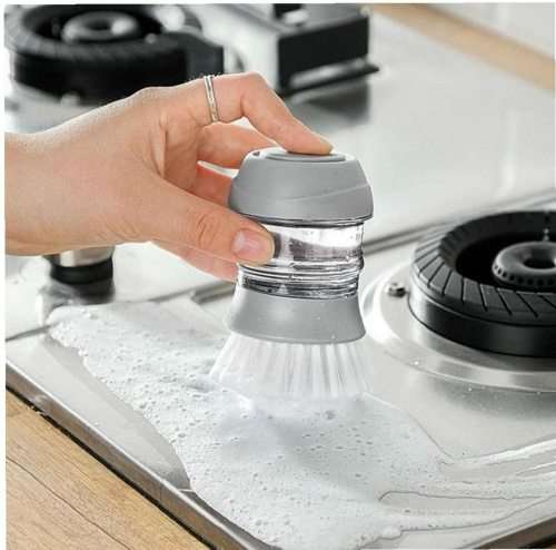 Soap Dispensing Cleaning Pot Brush With Holder